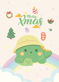 Merry Christmas Rainbow Dino Cream