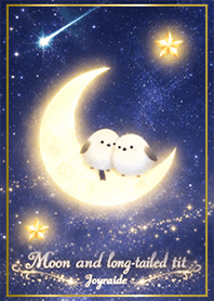 Moon and long-tailed tit starry sky_1