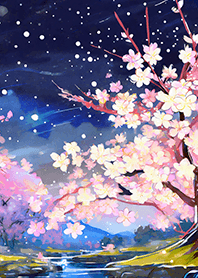 Beautiful night cherry blossoms#728