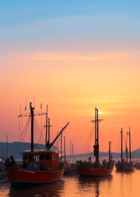 Fishing port - Sunset boat   5B7294