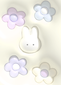 cream Plump rabbit and flowers 09_1