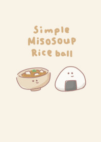 Simple miso soup rice ball beige.