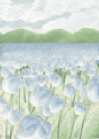 The tulips garden & cute bunny (Blue)