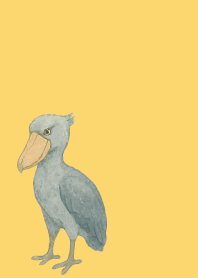 I am a shoebill on light yellow