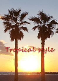 The sea with palm trees is tropical