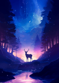 極地馴鹿仰望夢幻天空