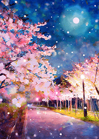 Beautiful night cherry blossoms#963