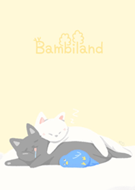 Black cat & White cat nap time - yellow