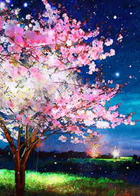Beautiful night cherry blossoms#1627