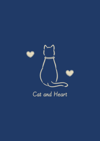 Cat and Heart -navy-