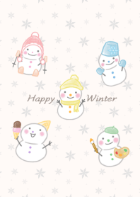 雪だるま＊happy winter -ベージュ-