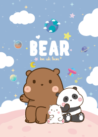 Three Bears Fat Kawaii Blue