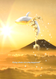 Flying whale carrying happiness & M.Fuji