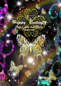 運気上昇 Happy Butterfly Clover Gold