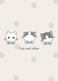Cats and Ribbon -blue- dot