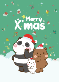 หมีสามตัว เก๋ๆ วันคริสต์มาส เขียวพาสเทล