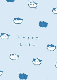 Chubby Cat(line)/ aqua blue.