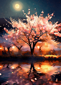 Beautiful night cherry blossoms#1167