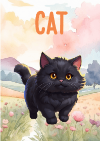 Cute Black Cat In Flower Theme