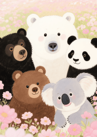 Lovely Bear Gang in Pink field