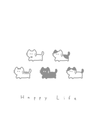 Long Cat small/white gray