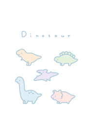 5 semi real dinosaurs/ aqua line pastel