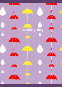 Umbrella and raindrops on purple