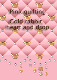 Pink quilting(Gold rabbit, heart,drop)