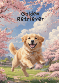 Golden Retriever in Pink Garden Theme