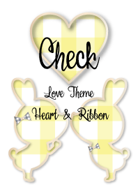 Check Love Theme Heart & Ribbon YELLOW
