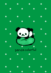 Panda colorful -- Green Polka dots