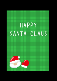 HAPPY SANTA CLAUS-GREEN CHECKEREDj-BLACK