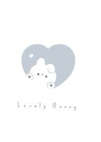 Rabbit in Heart/white blue gray.