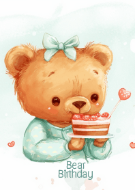 cute bear and happy birthday