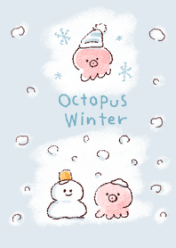 simple octopus winter white blue.