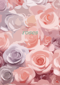 Roses Dance on blue green