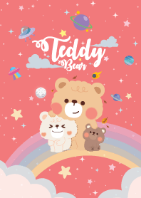 Teddy Bears Rainbow Galaxy Red