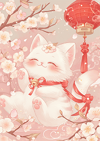 แมวแห่งโชคลาภชมดอกไม้ในเทศกาลตรุษจีน❤️