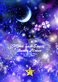 Moon and space Lucky clover