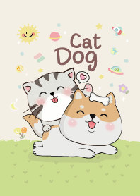 Shiba Dog & Cat (Green Lover)