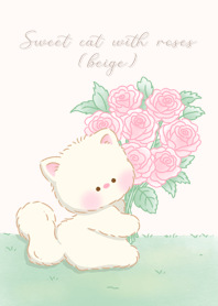 Sweet cat with roses (beige)
