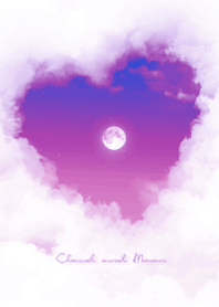 ハート雲と満月 - ブルー & パープル 05