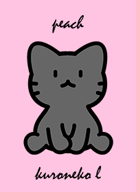 sitting black cat L peach pink.