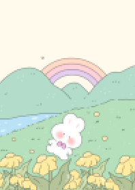 yellow sleeping rabbit