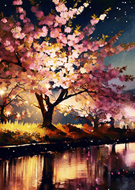 Beautiful night cherry blossoms#2763