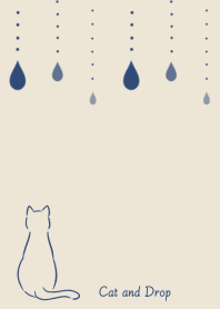 猫と雫 (ライトベージュ＊ネイビー)