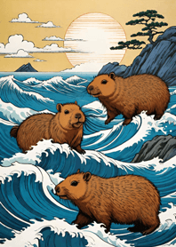 浮世絵 - 水豚 4b243E