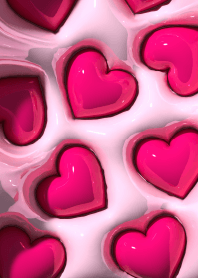 3D ぷっくりハート ホットピンク