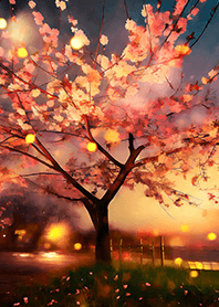 Beautiful night cherry blossoms#1221