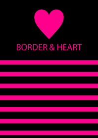 BORDER & HEART-Black&Vividpink-